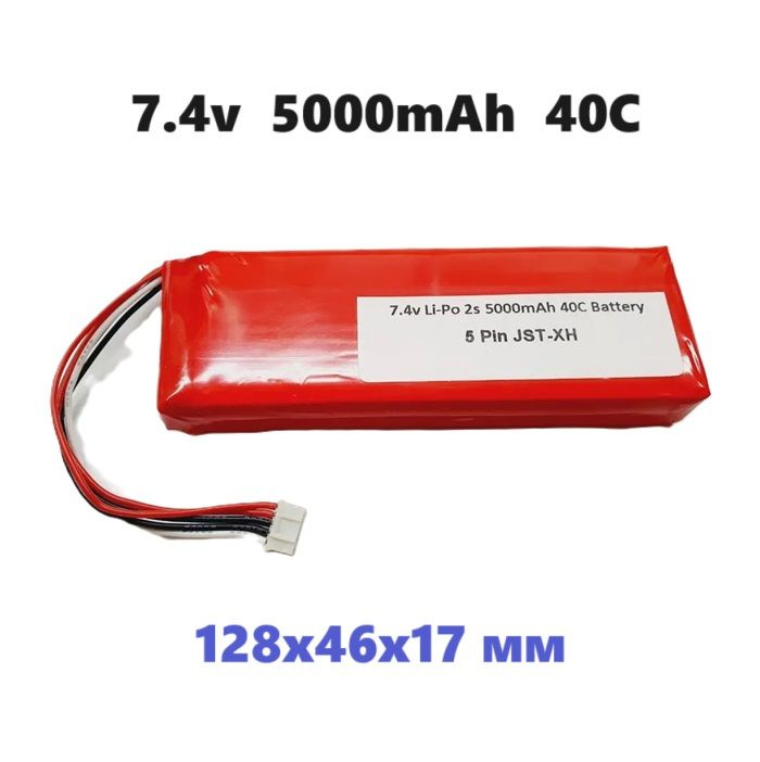 Аккумулятор 7.4v Li-Po 2s 5000mAh 40C Battery 7,4 Вольт разъем 5 Pin JST-XH запчасти RC р/у батарейка #1