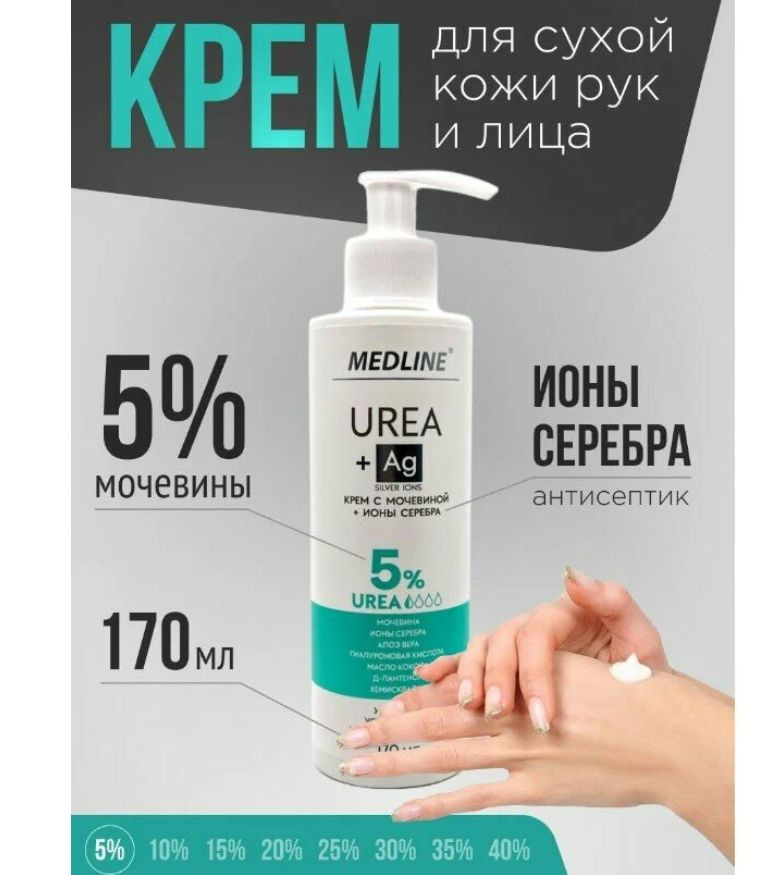 Медлайн Крем для лица и тела с мочевиной 5% + ионы серебра 170 мл ...