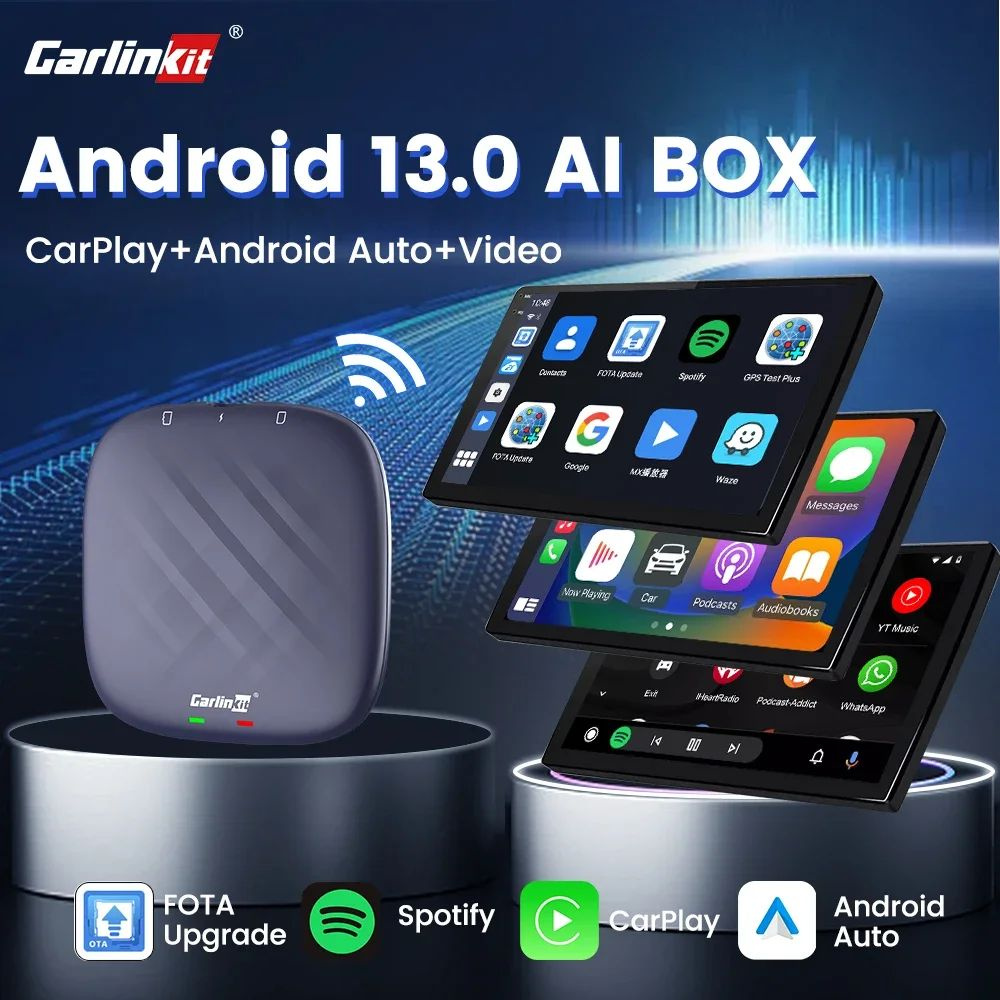 Carlinkit Bluetooth-адаптер автомобильный CarPlay Ai Box Android 13 Plus  4+64G QCM6125 8-ядерный беспроводной Android Auto& CarPlay USB-адаптер для