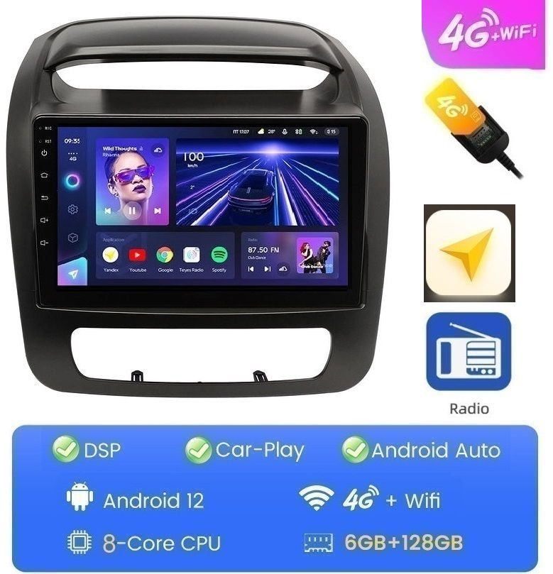 Автомагнитола CC3 Lite Kia Sorento 2013 - 2019 6 + 128 ГБ Android 13 WI-FI Блютус Радио Видео Громкая #1