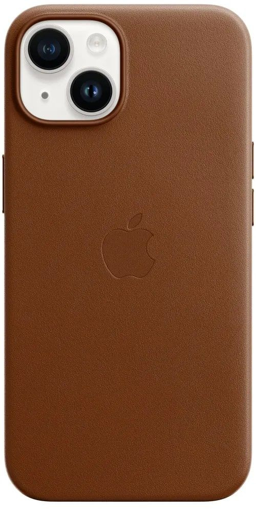 Кожаный чехол MagSafe для iPhone 13 / Анимация NFC / Leather Case with MagSafe для Айфон 13 / Saddle #1