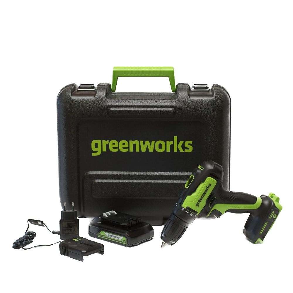 Аккумуляторная дрель-шуруповерт Greenworks GD24DD35K2 3704007UA #1