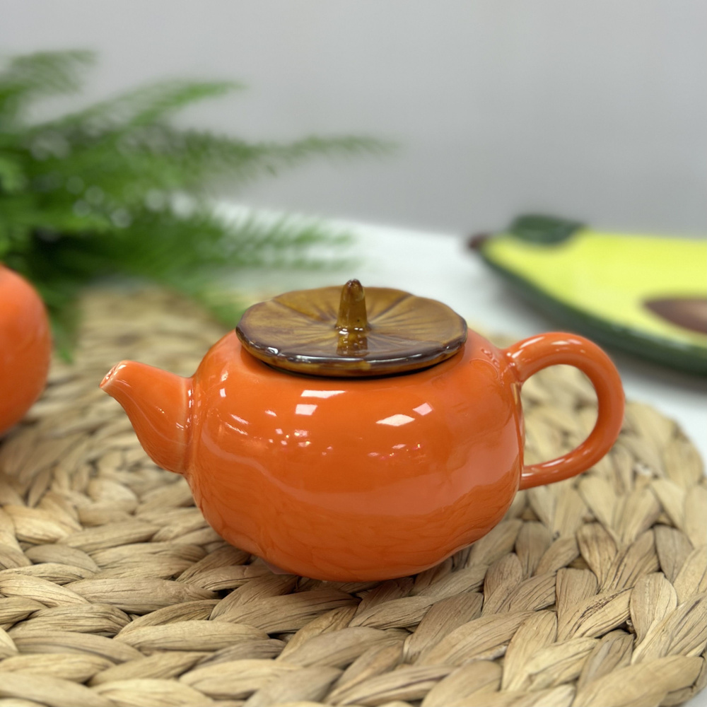 Чайник заварочный 180мл Хурма (керамика, оранжевый, 9*6см) ТО и ТО  #1