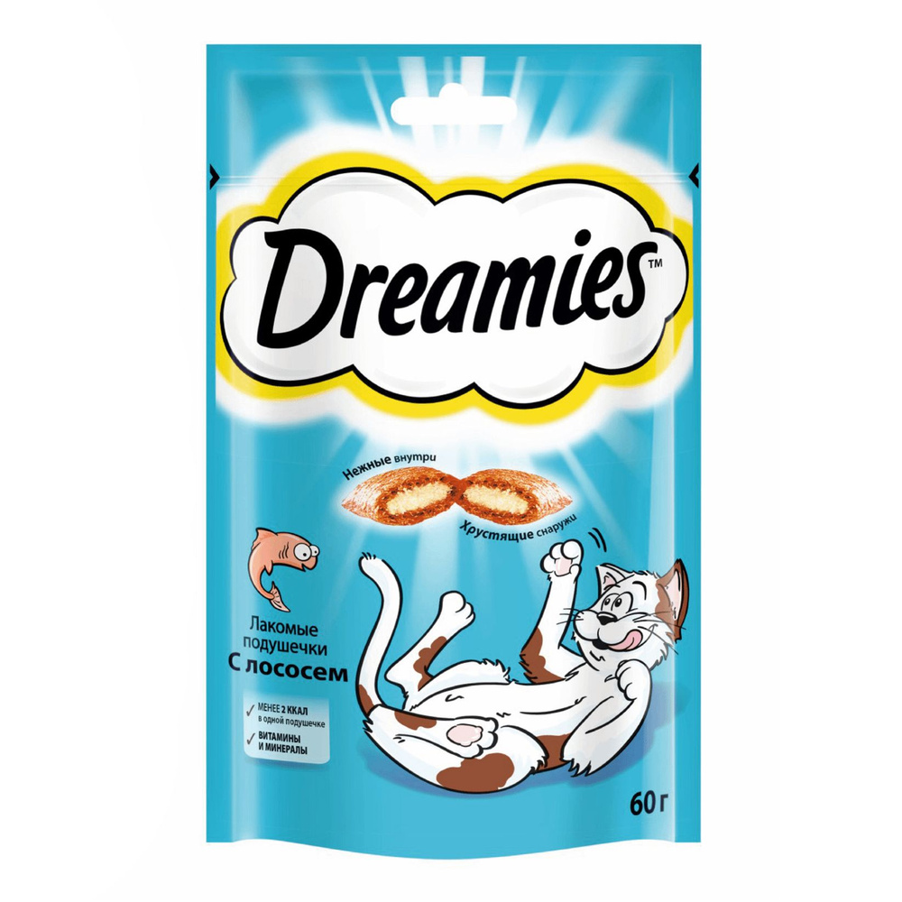 Лакомство Dreamies с лососем для кошек 60 г 2уп #1