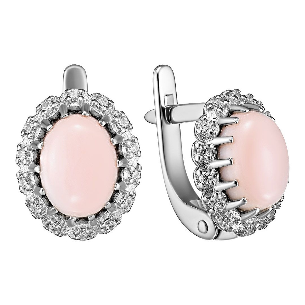 Серьги из родированного серебра 925 пробы с кораллами и фианитами, UVI ...