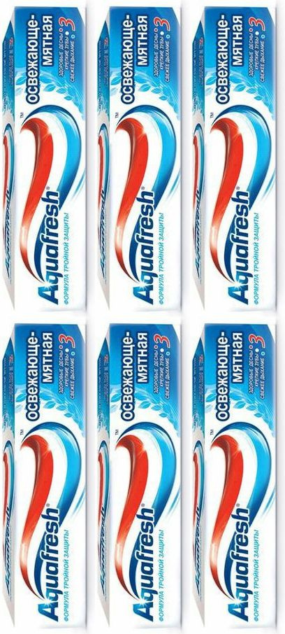 Зубная паста Aquafresh Тройная защита Освежающе-мятная, комплект: 6 упаковок по 100 мл  #1