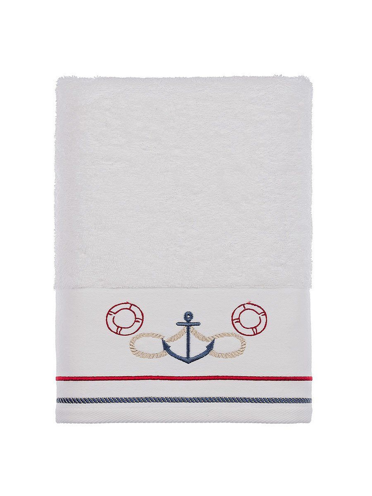 Tivolyo home Полотенце для ванной navy, Махровая ткань, 50x100 см, белый, синий, 1 шт.  #1