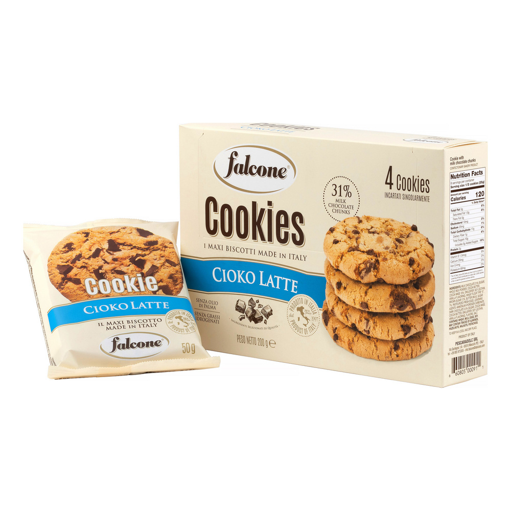 Печенье FALCONE сахарное Cookies с молочным шоколадом, 200 г #1