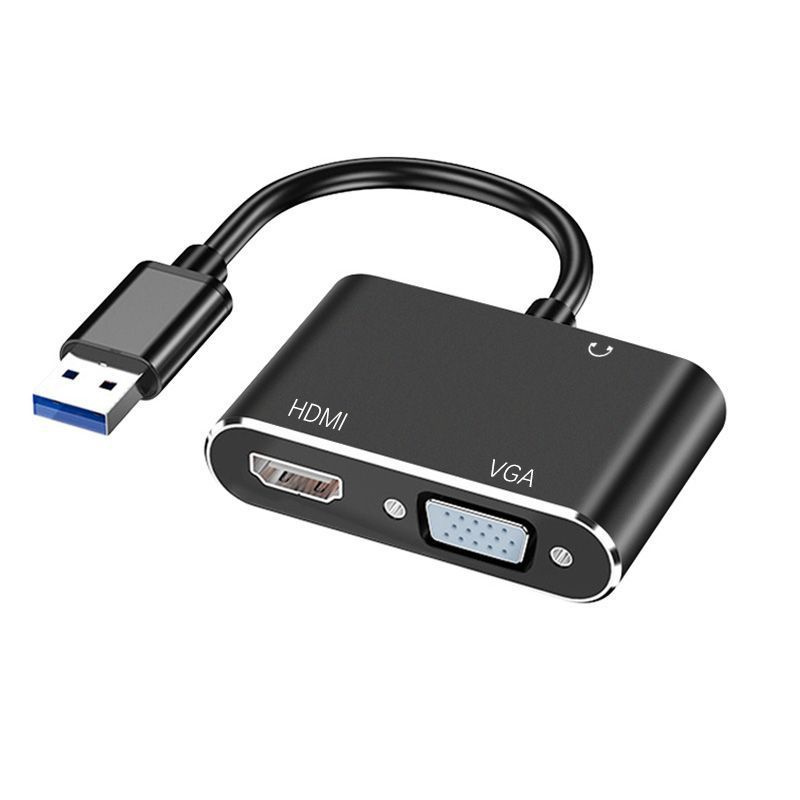 USB3.0 в HDMI+VGA HD видео конвертер USB 1 в 2 с двойным выходом и ...