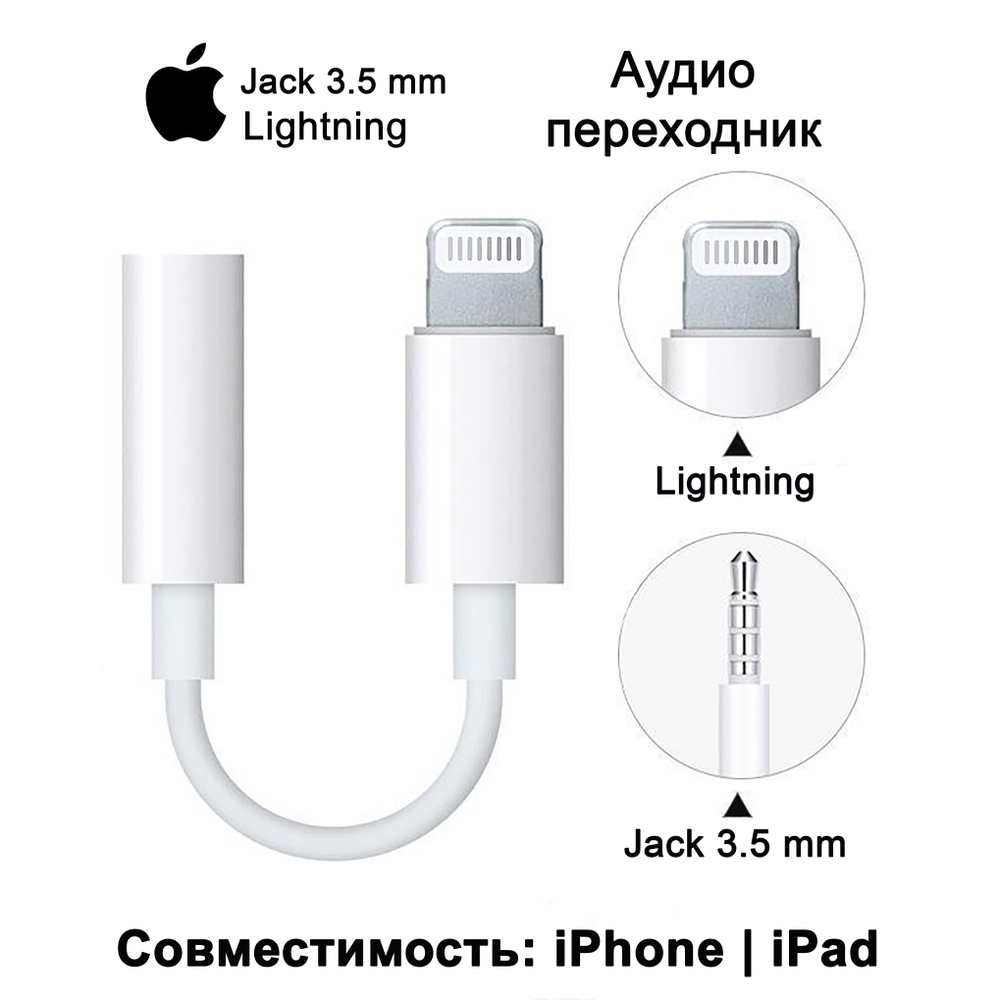Переходник Apple / адаптер Lightning to AUX (audio Jack 3.5) MMX62ZM/A ...