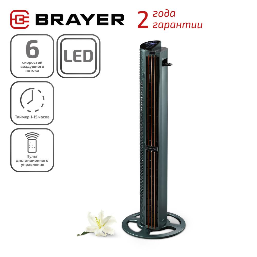 Колонный вентилятор BRAYER BR4976, Сенсорное управление, LED-дисплей купить  по низкой цене с доставкой в интернет-магазине OZON (1466568472)