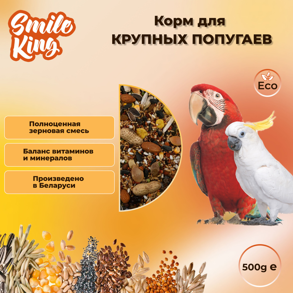 Корм для крупных попугаев "Smile King" 500г #1