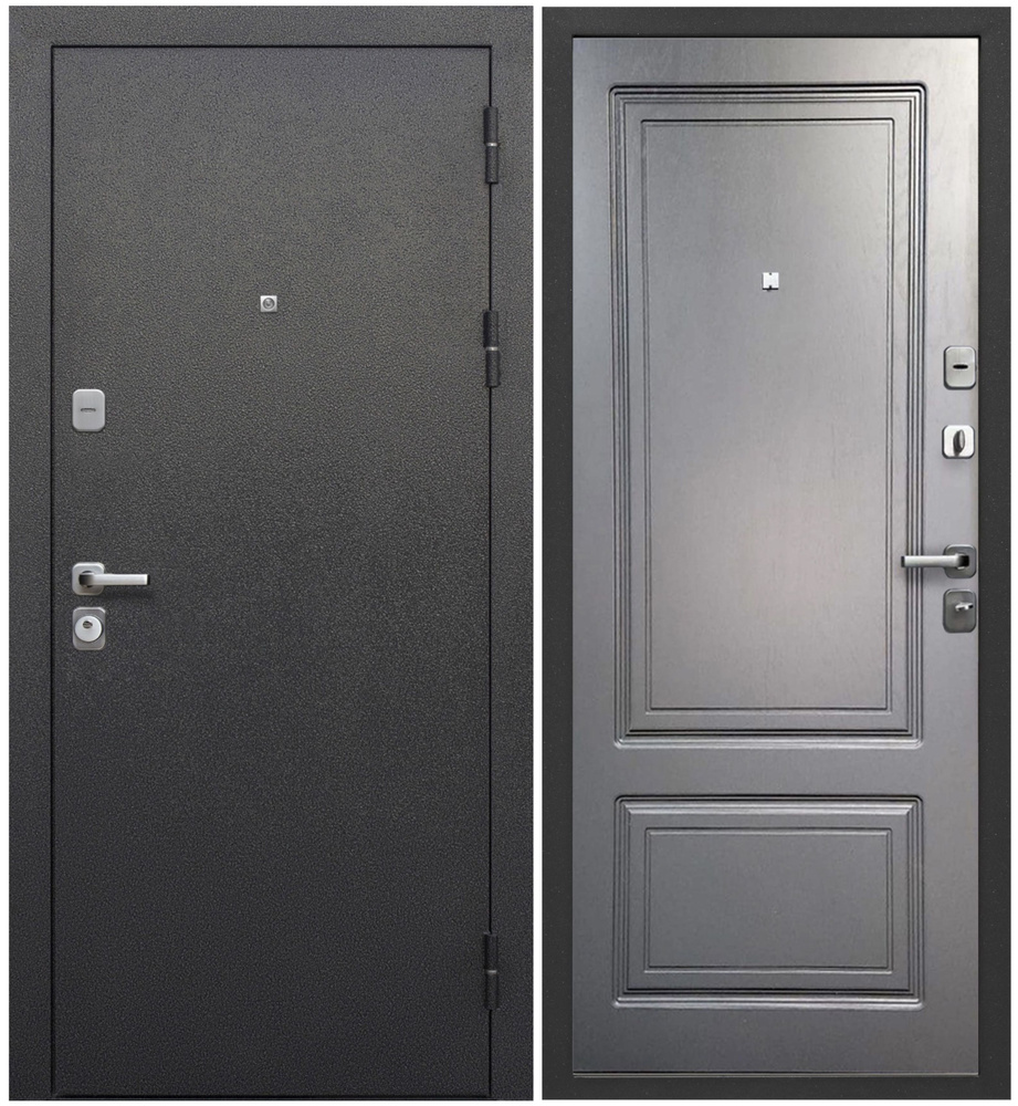 Входная дверь Ferroni Толстяк Букле Черный Ясень Графит Эмаль (860мм) левая  #1