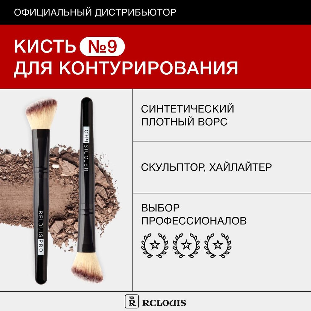 RELOUIS Кисть косметическая №9 для контурирования PRO Contouring Brush  #1