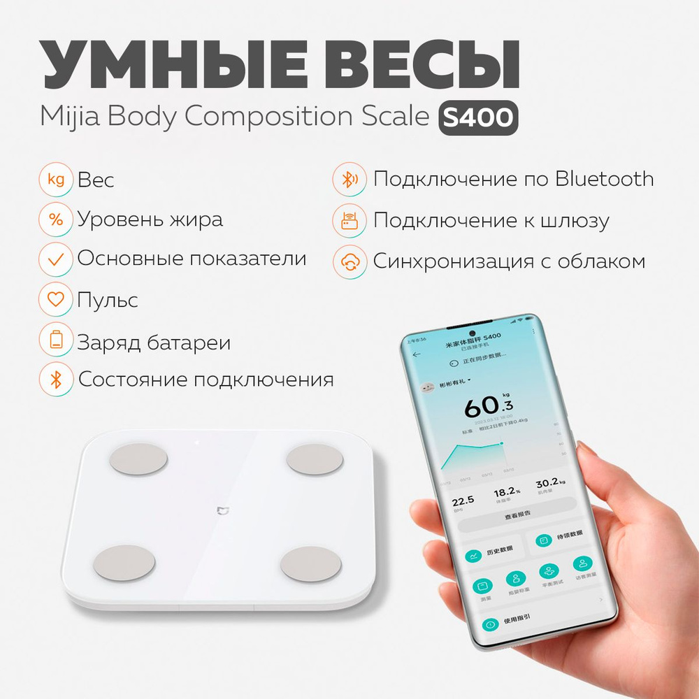 Умные весы Xiaomi Mijia Body Fat Scale S400 (MJTZC01YM) белые #1