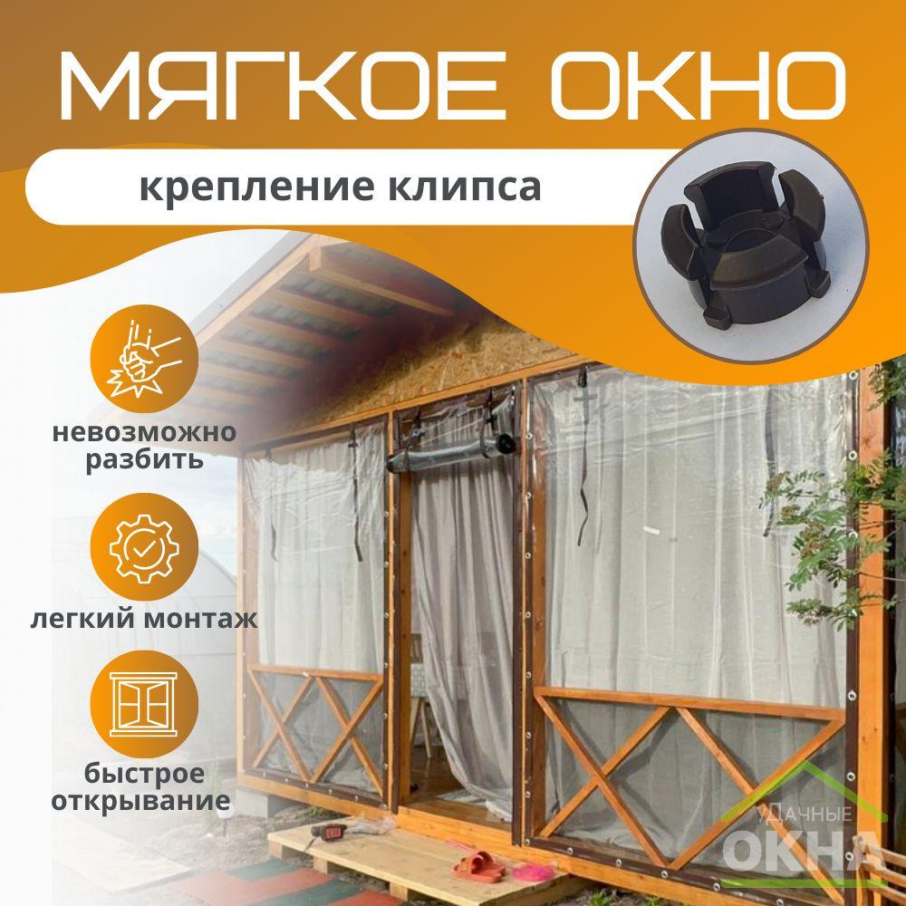 Мягкое окно на клипсах, коричневый кант, В1800хШ1000 #1