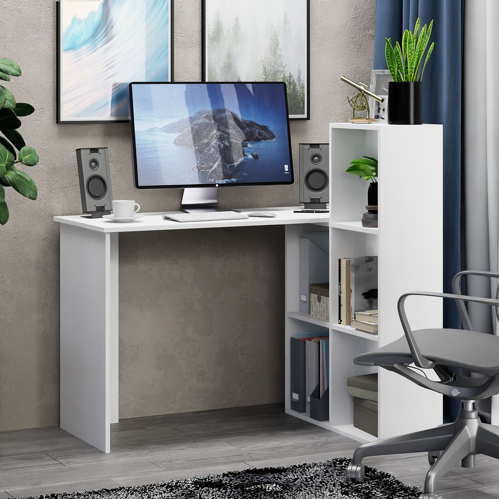 Письменный стол MFMaster Стол-стеллаж Riks-10, 109.6х84.8х108.4 см ...