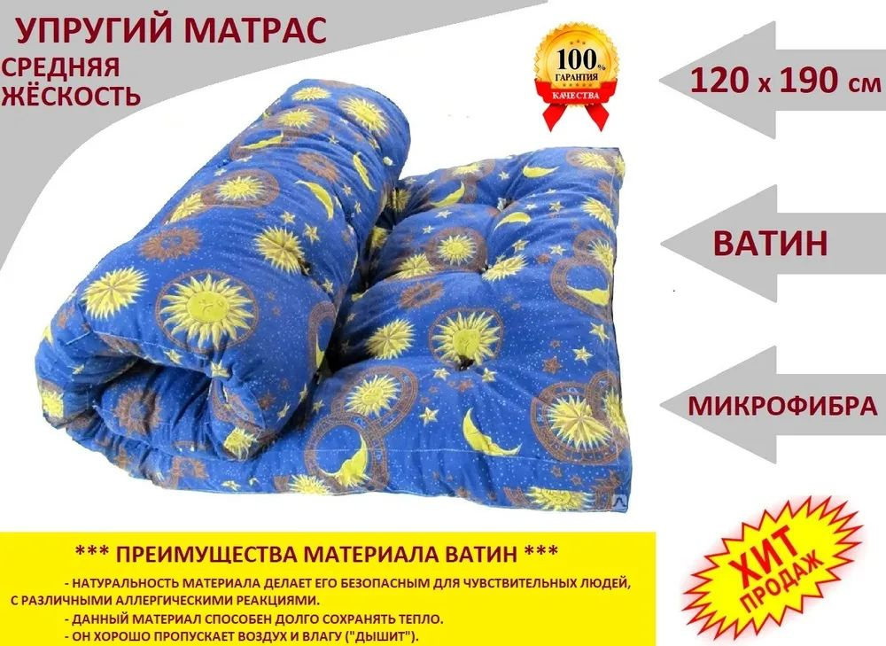 Ивановский текстиль Матрас matr1, Беспружинный, 120х190 см #1