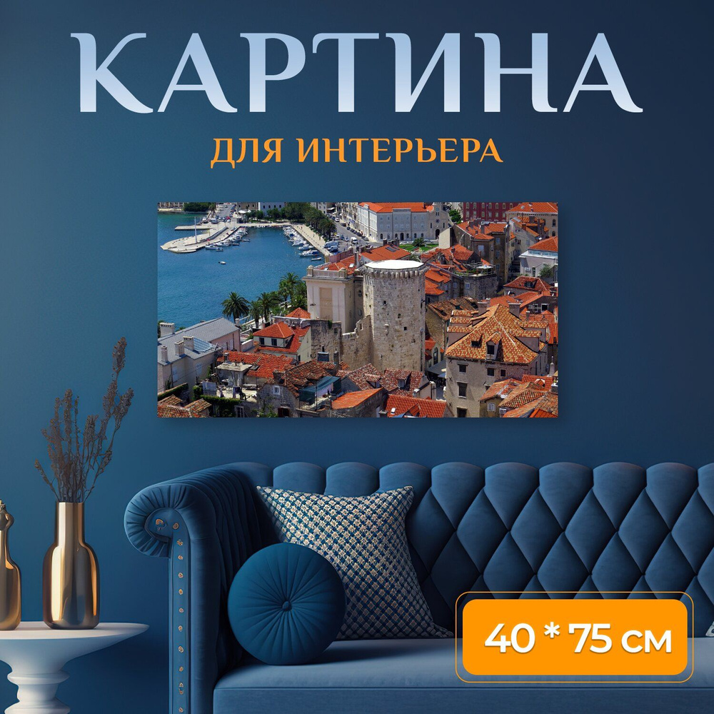 LotsPrints Картина "Город, крыши, панорама 69" 40x75 см #1