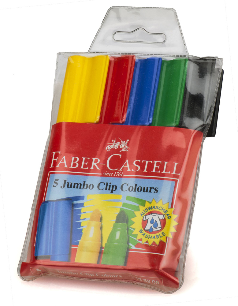 Фломастеры FABER CASTELL JUMBO 5 цветов в пластиковой упаковке #1