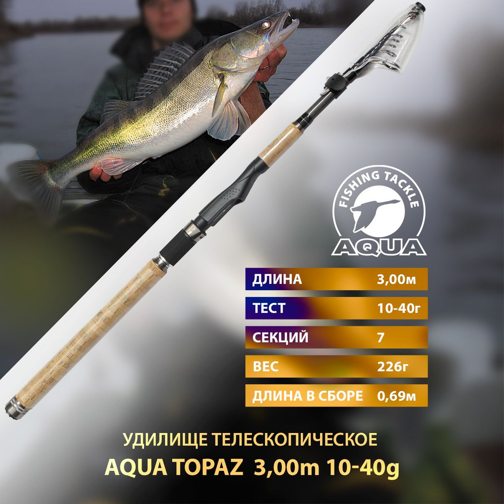 Удилище телескопическое AQUA Topaz 3m 10-40g #1