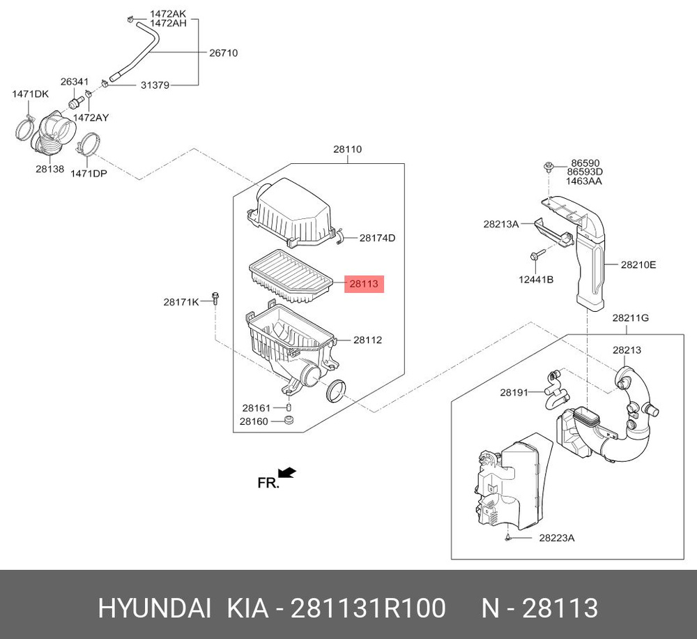 Hyundai-KIA Фильтр воздушный арт. 281131R100, 1 шт. #1