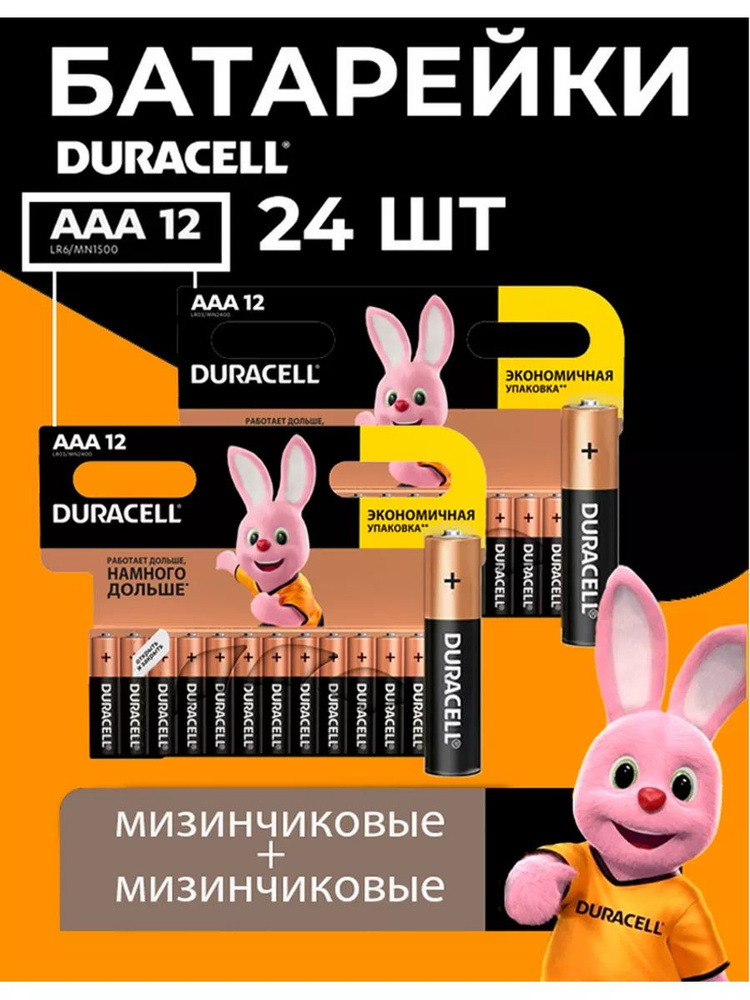 Duracell Батарейка AAA, Щелочной тип, 1,5 В, 24 шт #1