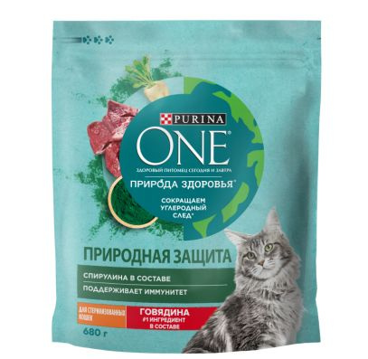 Сухой корм Purina ONE Природа Здоровья для стерилизованных кошек и кастрированных котов с высоким содержанием #1