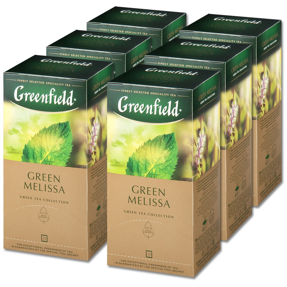Чай Greenfield "Green Melissa", зеленый с мелиссой и мятой, 25 пакетов , 6 уп.  #1