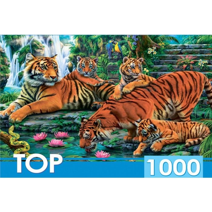 Пазл 1000 элементов TOPpuzzle Семейство тигров #1