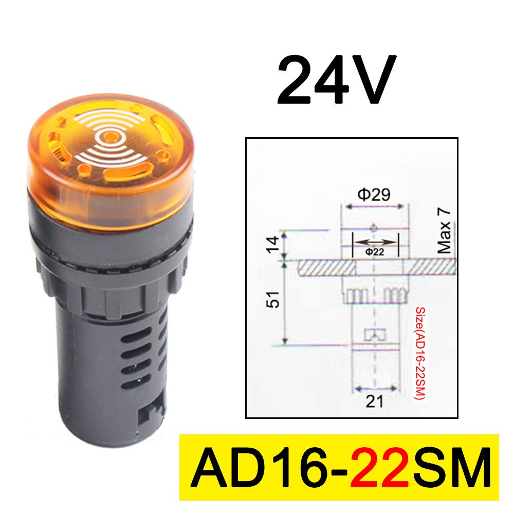 1 шт. 22 мм светодиодная вспышка индикатор сигнализации сигнальная лампа 24 В желтый  #1