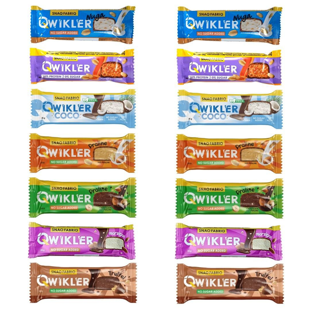 Батончик БЕЗ сахара глазированный в шоколаде QWIKLER (Квиклер) ассорти ...