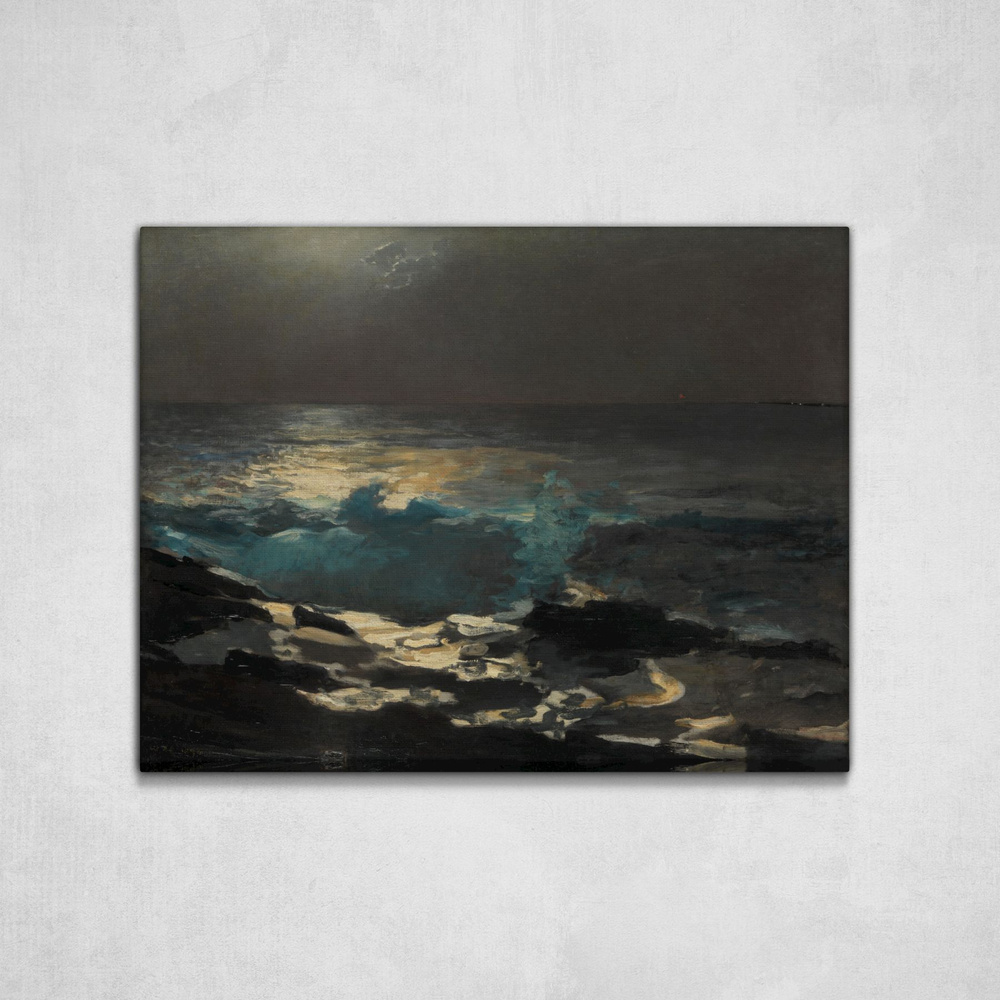 Картина на холсте, Уинслоу Хомер "Лунный свет (Moonlight, Wood Island Light)", 53x40см / Галерейщикъ #1