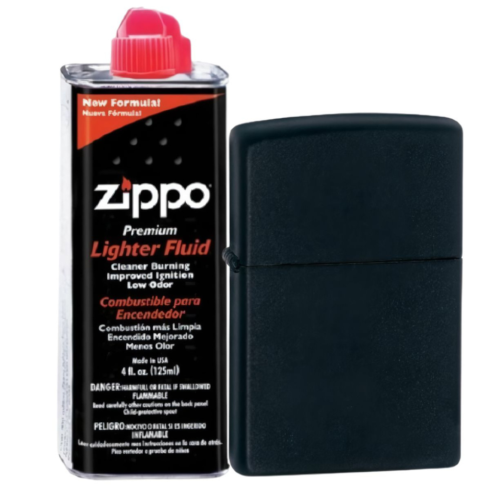 Бензиновая зажигалка ZIPPO 218 Black Matte + бензин Zippo 125 мл 218-3141 #1