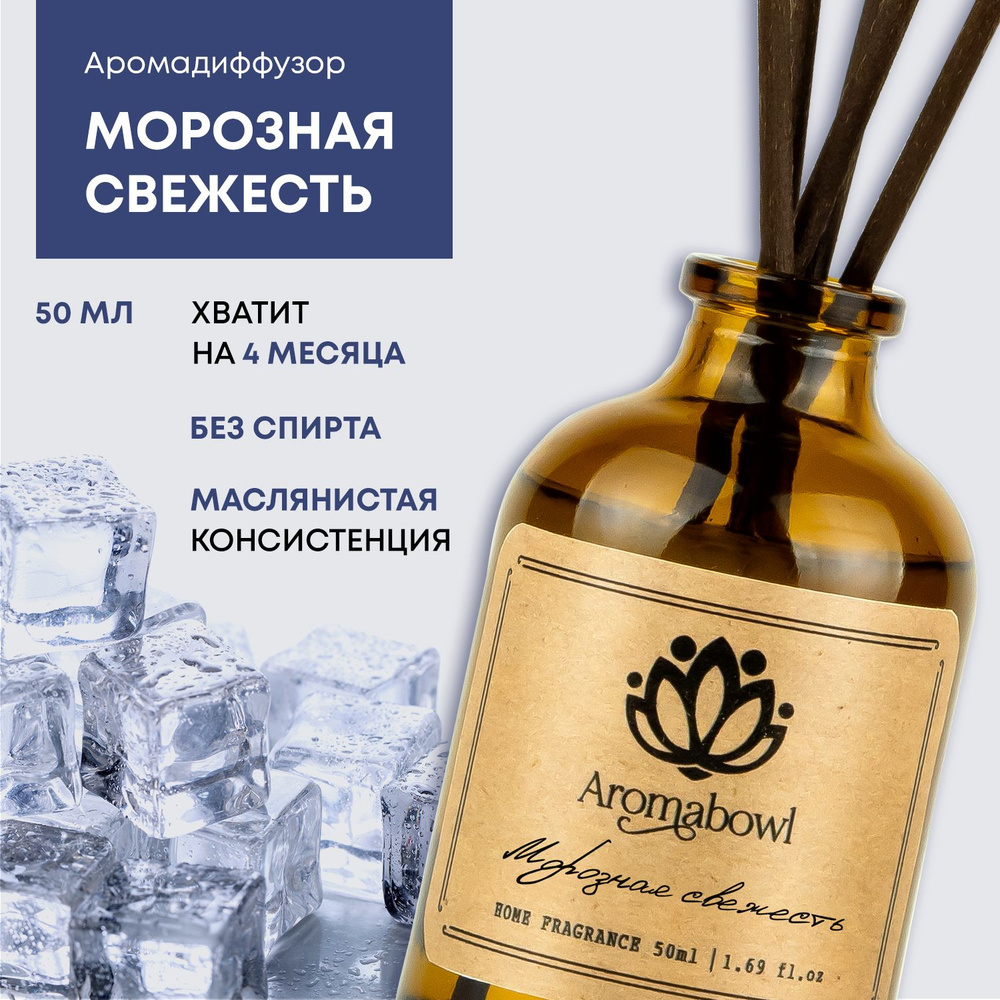 Ароматизатор для дома диффузор с палочками Aroma bowl Морозная свежесть 50  мл