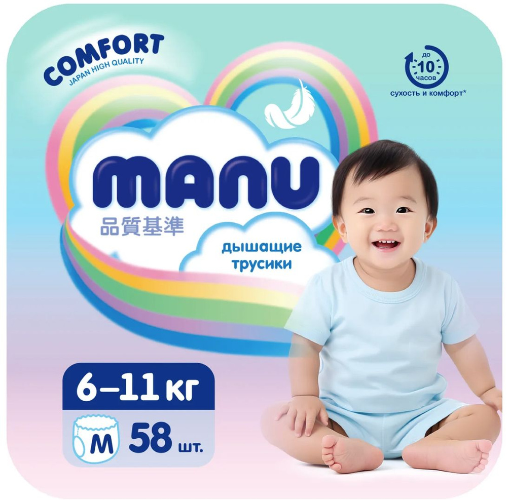 Подгузники-Трусики Manu Comfort размер M 6-11 кг 58шт Памперсы #1