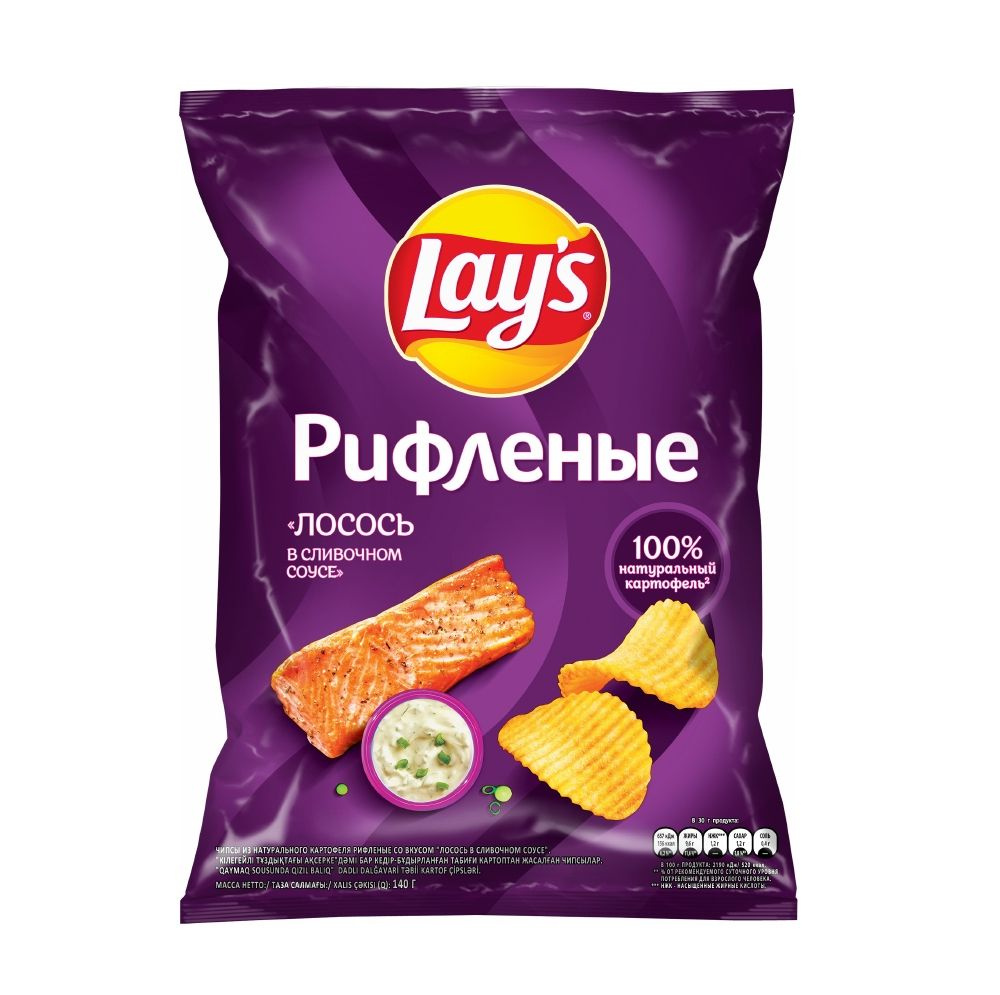 Чипсы картофельные Lay's рифленые сливочный лосось 140г, Россия - в ...