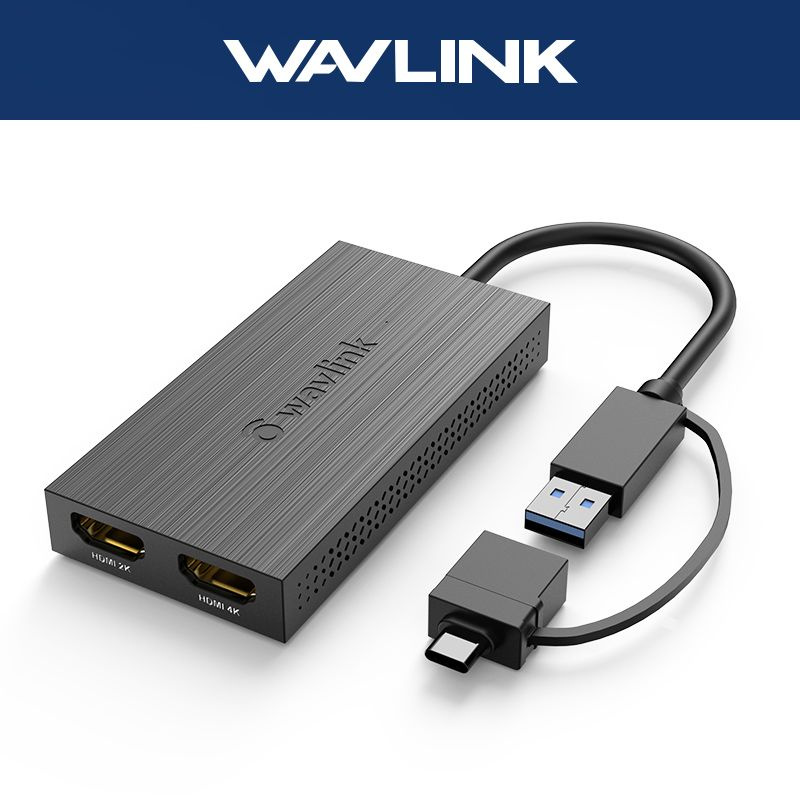 Переходник HDMI Wavlink USB C к HDMI адаптер с разъемами для двух ...