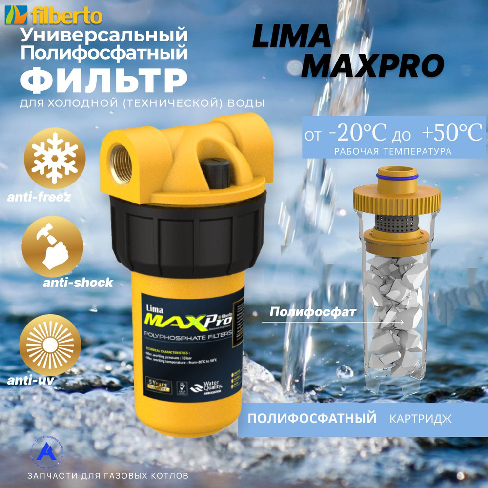 Универсальный полифосфатный фильтр Lima MaxPro (Filberto) для холодной воды  #1