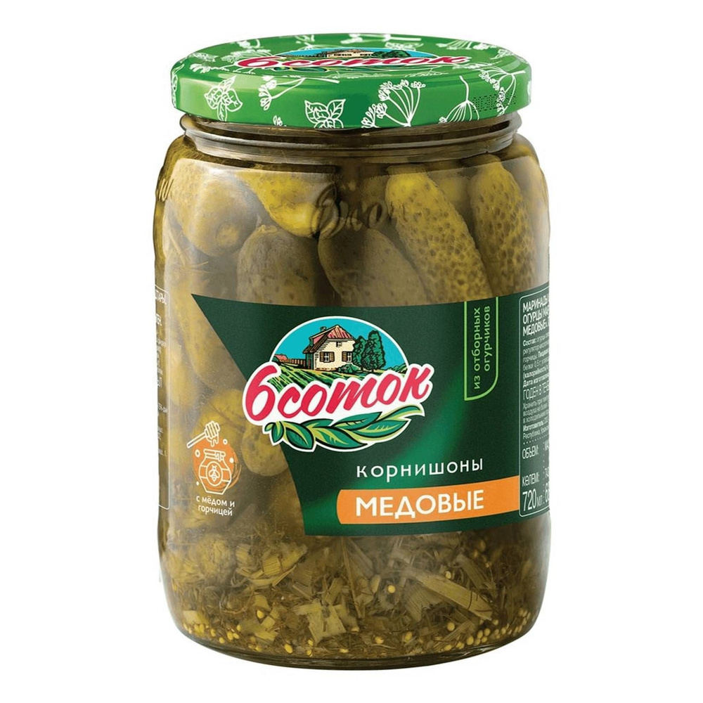 Шесть соток Огурцы Корнишоны медовые, 720 мл - купить с доставкой по ...