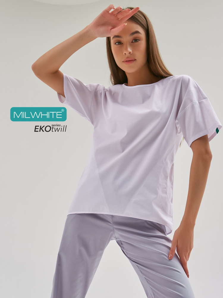 Блуза медицинская женская MILWHITE BLS-W-1201, куртка для врача, косметолога  #1