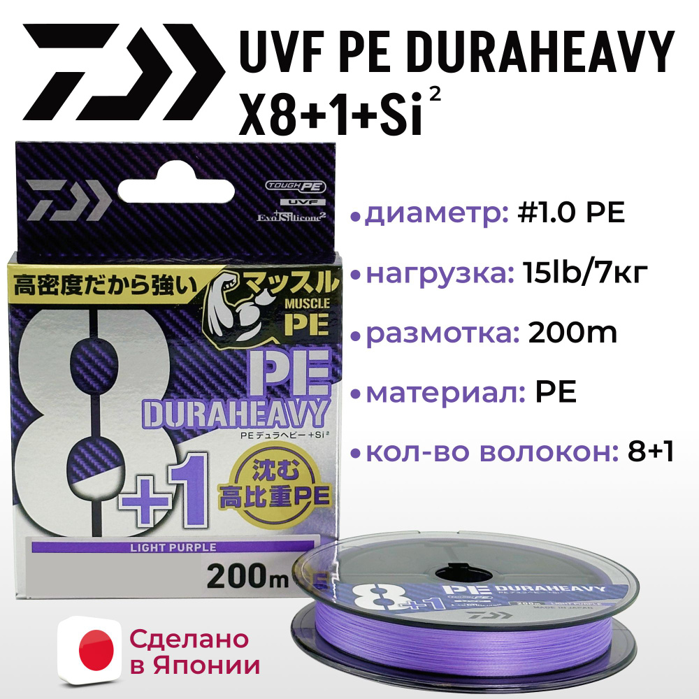 Шнур DAIWA UVF PE DURAHEAVY X8+1+SI2 LIGHT PURPLE 1-200 м #1