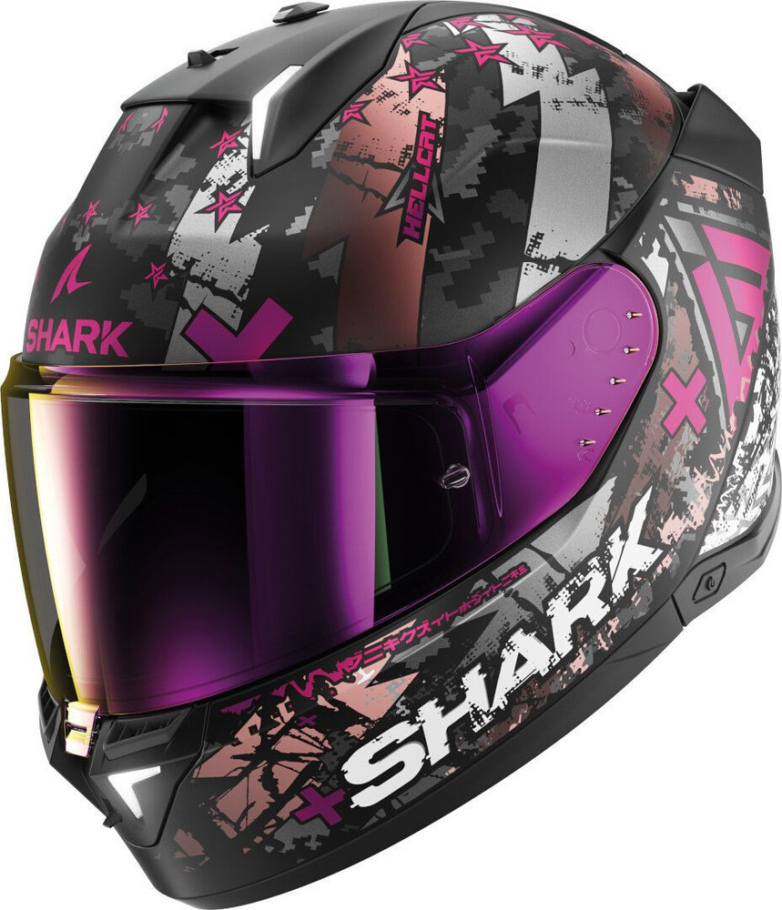 Мотошлем интеграл Shark SKWAL I3 HELLCAT MAT Black/Chrome/Violet, M #1