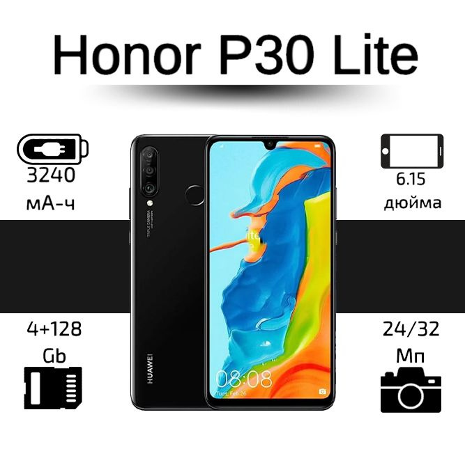 Honor Смартфон Honor P30 Lite Global 4/128 ГБ, черный матовый #1