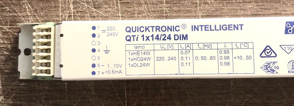 QTi 1x14/24 220-240 DIM Электронный пускорегулирующий аппарат ЭПРА регулируемый для люминесцентных ламп #1