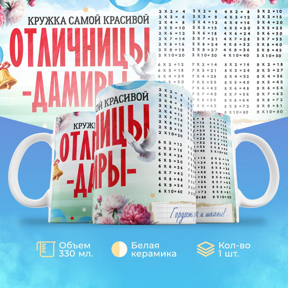Кружка 330мл, с именем, Отличницы Дамиры #1