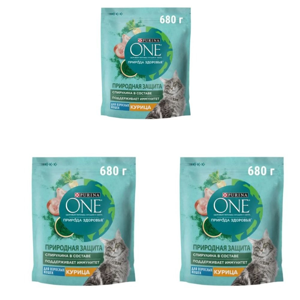 Purina ONE Сухой корм для взрослых кошек Природа здоровья, с высоким содержанием курицы и спирулиной, #1