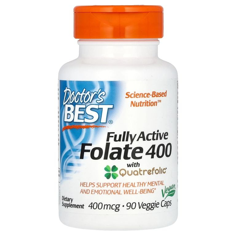 Doctor's Best Fully active folate, Витамин B9 (Фолиевая кислота) 400 mcg 90 капсул  #1