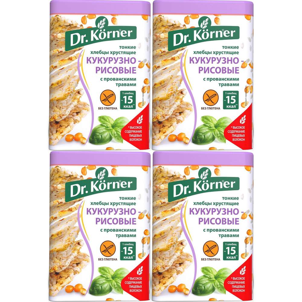 Хлебцы кукурузно-рисовые Dr.Korner с прованскими травами 100 г, набор: 4 штуки  #1