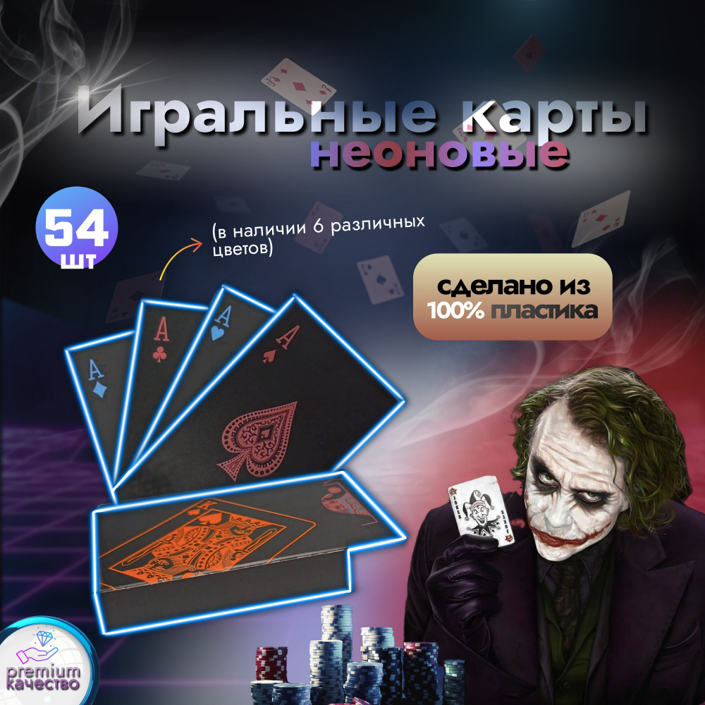 Карты игральные пластиковые / 54 шт. / 6.3 см * 8.9 см #1